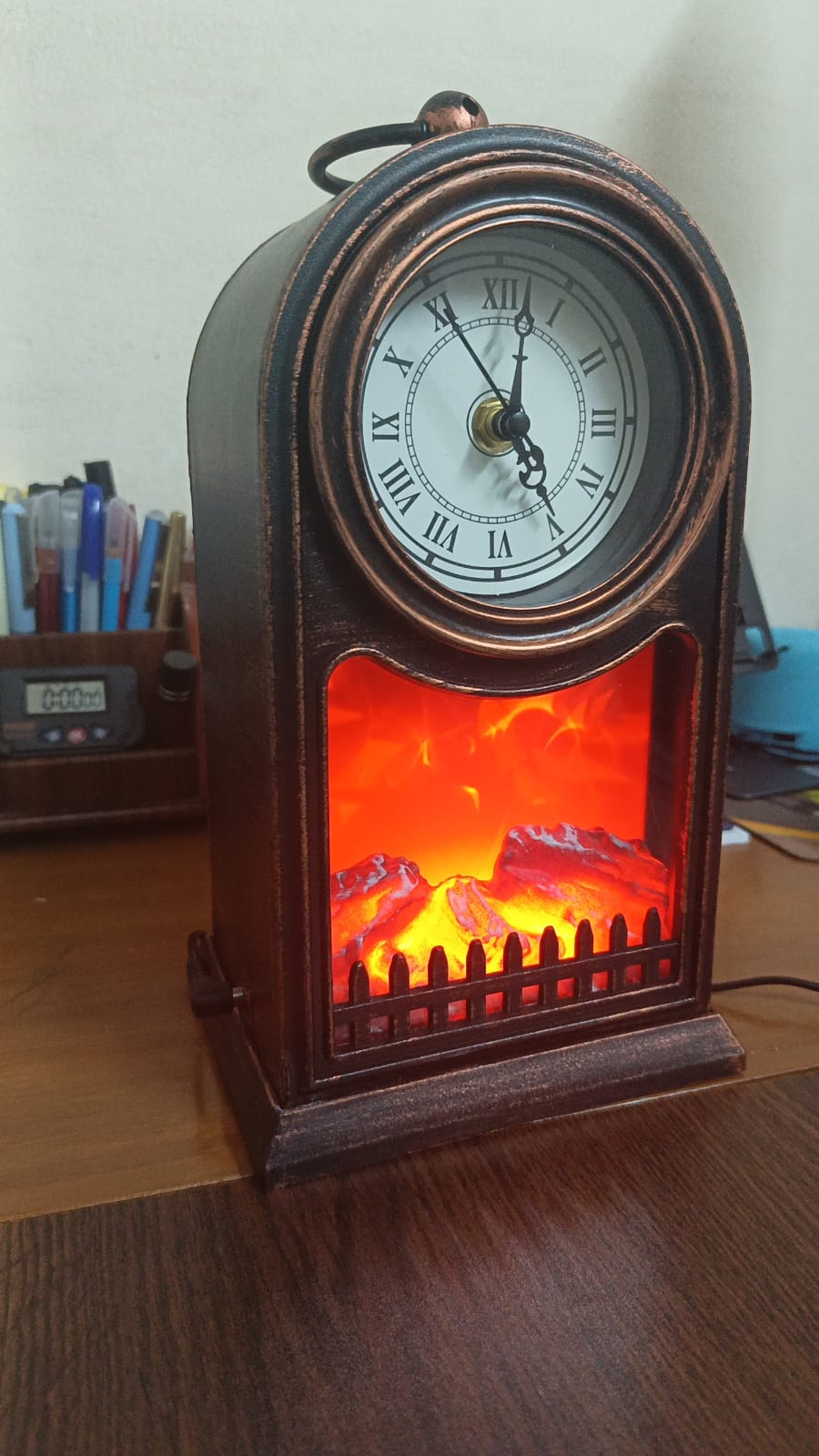 LED Fireplace Lantern Clock.